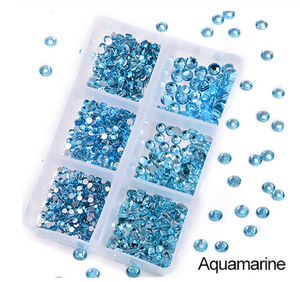 NEW Aquamarine 1200 Piece Variety Rhinestones AB/Clear Glass Crystal Stones (NON-Hot Fix) SS6-20
