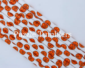 BASKETBALL PRINT STRAWS (SOLD INDIVIDUALLY)