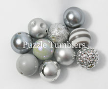 Load image into Gallery viewer, 25MM BUBBLEGUM BEADS VARIETY (10 PIECE) - SILVER MIX