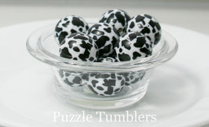 25MM BUBBLEGUM BEADS (10 PIECE) - SPOTTED COW