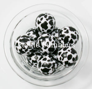 25MM BUBBLEGUM BEADS (10 PIECE) - SPOTTED COW