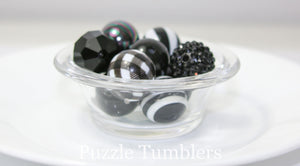 25MM BUBBLEGUM BEADS VARIETY (10 PIECE) - BLACK & WHITE