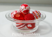 Load image into Gallery viewer, 25MM BUBBLEGUM BEADS VARIETY (10 PIECE) - RED &amp; WHITE + APPLE