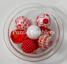 Load image into Gallery viewer, 25MM BUBBLEGUM BEADS VARIETY (10 PIECE) - RED &amp; WHITE + APPLE