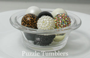 25MM BUBBLEGUM BEADS VARIETY (10 PIECE) - BLACK & GOLD + LEOPARD