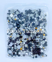 Load image into Gallery viewer, Rainbow Pearl &amp; Rhinestone Mix -  Black and White