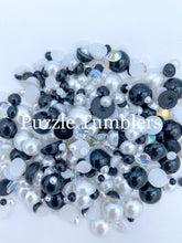 Load image into Gallery viewer, Rainbow Pearl &amp; Rhinestone Mix -  Black and White