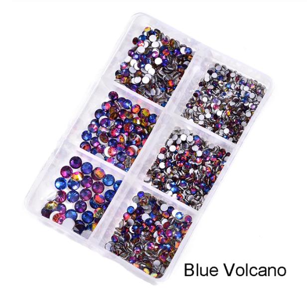 NEW Blue Volcano 1200 Piece Variety Rhinestones AB/Clear Glass Crystal Stones (NON-Hot Fix) SS6-20