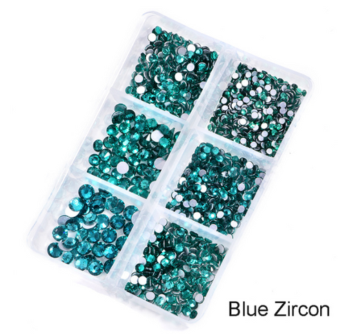 NEW Blue Zircon 1200 Piece Variety Rhinestones AB/Clear Glass Crystal Stones (NON-Hot Fix) SS6-20