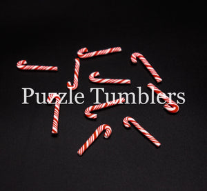 1" MINATURE CANDY CANE (10 PIECES) RED AND WHITE - FAKE