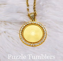 Load image into Gallery viewer, SUBLIMATION - CIRCLE - GOLD 2 SIDED PENDANT WITH RHINESTONES