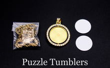 Load image into Gallery viewer, SUBLIMATION - CIRCLE - GOLD 2 SIDED PENDANT WITH RHINESTONES