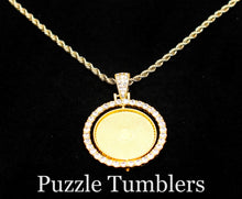 Load image into Gallery viewer, SUBLIMATION - CIRCLE - GOLD 2 SIDED PENDANT WITH RHINESTONES