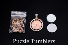 Load image into Gallery viewer, SUBLIMATION - CIRCLE - ROSE GOLD 2 SIDED PENDANT WITH RHINESTONES
