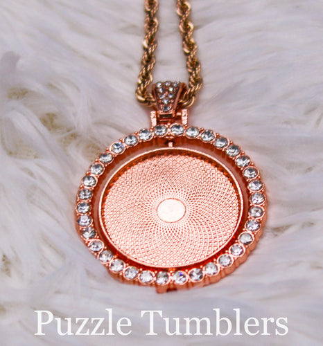 SUBLIMATION - CIRCLE - ROSE GOLD 2 SIDED PENDANT WITH RHINESTONES