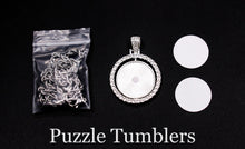Load image into Gallery viewer, SUBLIMATION - CIRCLE - SILVER 2 SIDED PENDANT WITH RHINESTONES