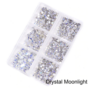 NEW Crystal Moonlight 1200 Piece Variety Rhinestones AB/Clear Glass Crystal Stones (NON-Hot Fix) SS6-20