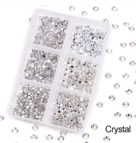NEW Clear Crystal 1200 Piece Variety Rhinestones AB/Clear Glass Crystal Stones (NON-Hot Fix) SS6-20