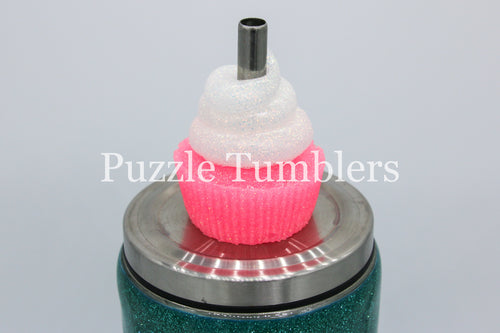 NEW - TWO PIECE CUPCAKE - STRAW TOPPER MOLD