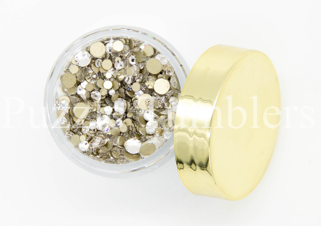 NEW Clear - Gold Back -1000 Piece Variety Rhinestones AB/Clear Glass Crystal Stones (NON-Hot Fix) SS6-16