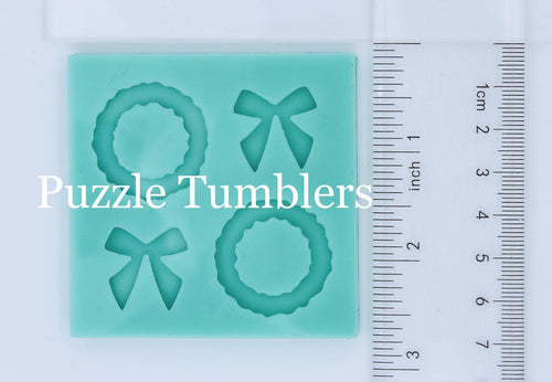 CUSTOM MOLD: CHRISTMAS WREATH Earring Stud Mold 2 Piece *May have a 14 Day Shipping Delay (D43)