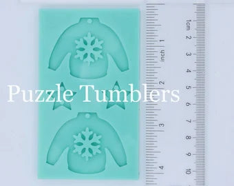 CUSTOM MOLD: Custom Sweater with Snowflake Earring Mold  *May have a 14 Day Shipping Delay (D53)