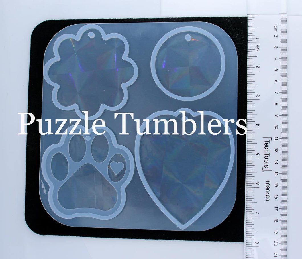 NEW - 4 PIECE KEYCHAIN PALLET (DAISY, CIRCLE, PAW AND HEART)