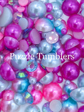 Load image into Gallery viewer, Rainbow Pearl &amp; Rhinestone Mix -  Dark Pink &amp; Blue