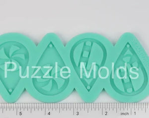 CUSTOM MOLD:  'DOUBLE CANDY CANE & PEPPERMINT DROP EARRINGS' Mold *May have a 14 Day Shipping Delay (D8)