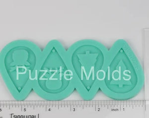 CUSTOM MOLD: DOUBLE REINDEER & CHRISTMAS TREE DROP EARRING Mold *May have a 14 Day Shipping Delay (D10)