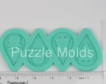 CUSTOM MOLD: DOUBLE REINDEER & CHRISTMAS TREE DROP EARRING Mold *May have a 14 Day Shipping Delay (D10)