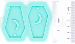 CUSTOM MOLD: "COFFIN WITH MOON" Earring Mold *May have a 14 Day Shipping Delay (E11)