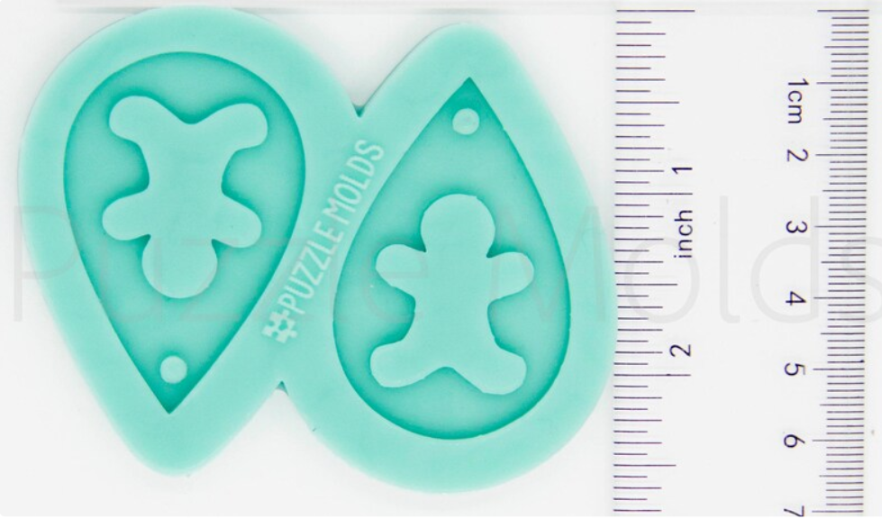 CUSTOM MOLD: GINGERBREAD MAN EARRING *May have a 7-10 Day Shipping Delay (E138)