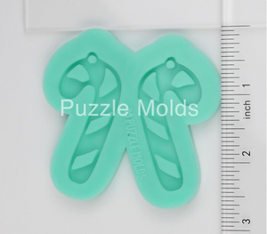 CUSTOM MOLD: CANDY CANE EARRING *May have a 7-10 Day Shipping Delay (E151)
