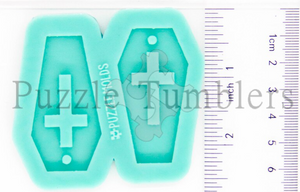 CUSTOM MOLD: COFFIN WITH CROSS EARRING *May have a 7-10 Day Shipping Delay (E186)
