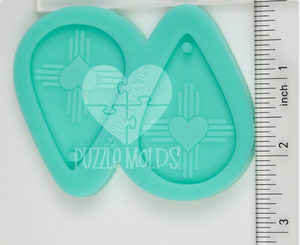 CUSTOM MOLD: NEW MEXICO ZIA HEART DROP EARRING *May have a 7-10 Day Shipping Delay (E195)