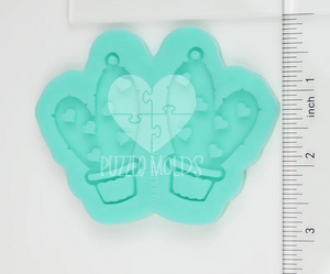 CUSTOM MOLD:  "CACTUS LOVE HEART" Earring Mold *May have a 14 Day Shipping Delay (E2)