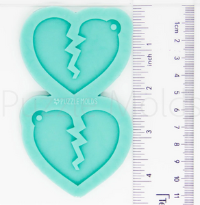 CUSTOM MOLD: HEARTBREAKER BROKEN HEART Earring *May have a 7-10 Day Shipping Delay (E36)
