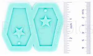 CUSTOM MOLD: COFFIN WITH STARS EARRING *May have a 7-10 Day Shipping Delay (E81)