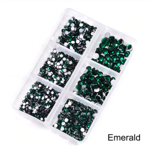 New Emerald 1200 Piece Variety Rhinestones AB/Clear Glass Crystal Stones (NON-Hot Fix) SS6-20