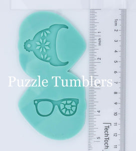 CUSTOM MOLD: Custom Hat and Broken Glasses Earring Mold *May have a 14 Day Shipping Delay (P76)