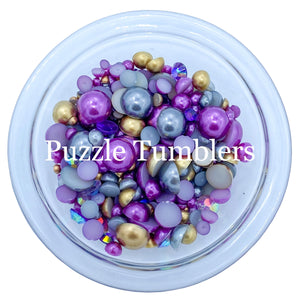 Rainbow Pearl & Rhinestone Mix -  Pearl, Gold, Purple