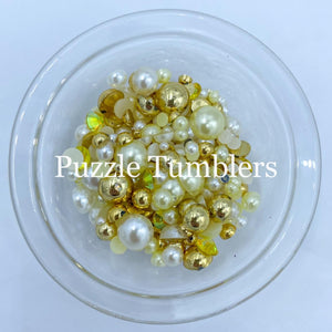 Rainbow Pearl & Rhinestone Mix -  Gold and Pearl