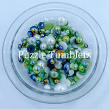 Load image into Gallery viewer, Rainbow Pearl &amp; Rhinestone Mix -  Green and White