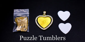 SUBLIMATION - GOLD HEART 2 SIDED PENDANT WITH RHINESTONES