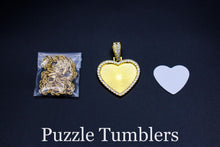 Load image into Gallery viewer, SUBLIMATION - HEART - GOLD SINGLE SIDED PENDANT WITH RHINESTONES