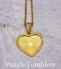 Load image into Gallery viewer, SUBLIMATION - HEART - GOLD SINGLE SIDED PENDANT WITH RHINESTONES