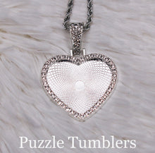 Load image into Gallery viewer, SUBLIMATION - HEART - SILVER SINGLE SIDED PENDANT WITH RHINESTONES