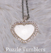 Load image into Gallery viewer, SUBLIMATION - SILVER HEART 2 SIDED PENDANT WITH RHINESTONES