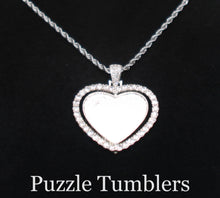 Load image into Gallery viewer, SUBLIMATION - SILVER HEART 2 SIDED PENDANT WITH RHINESTONES